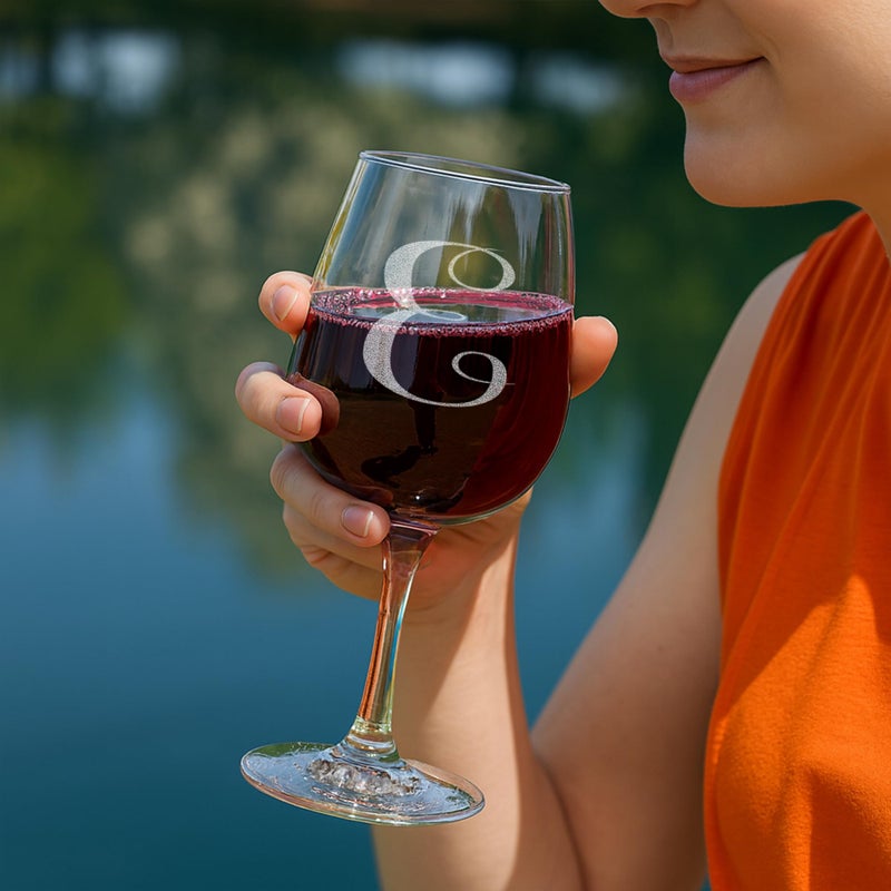 On The Rox Monogrammed A-Z Wine Gifts for Women - 12.75 oz Engraved Personalized Wine Glass- Funny Wine Lover Monogram Gifts for Women - Unique Wine Glasses Gift Set â‚¬ - Image 2